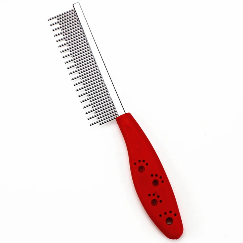 

2PCS Pet Grooming Comb Plastic Handle Paw Dog Detangler Comb Cat Dematting Comb Stainless Steel Dog Hair Fur Remove
