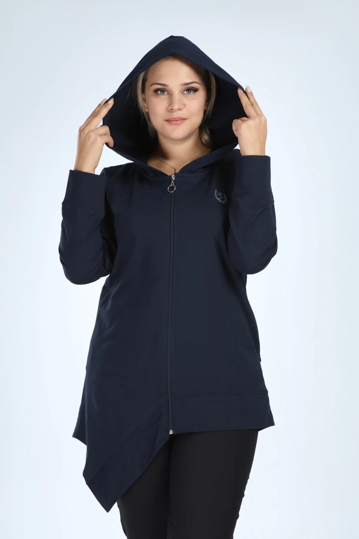 

Пальто женское на молнии спереди, темно-синее, P5106