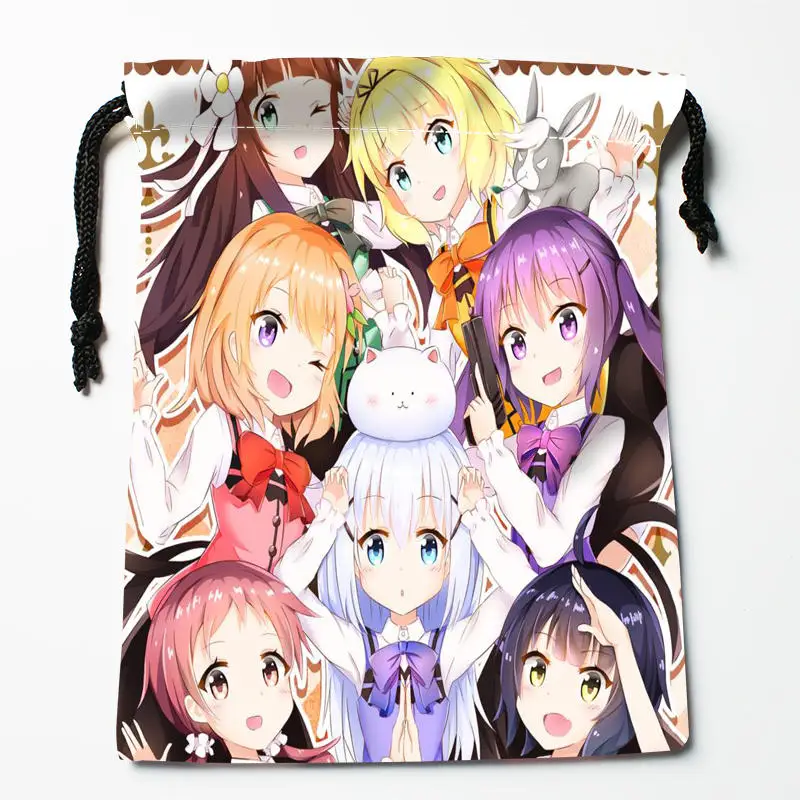 

Gochuumon wa Usagi Desu Ka Drawstring Bags Wedding Party Christmas Gift Pouches Packing 18x22cm Satin Fabric Storage Bag 0303