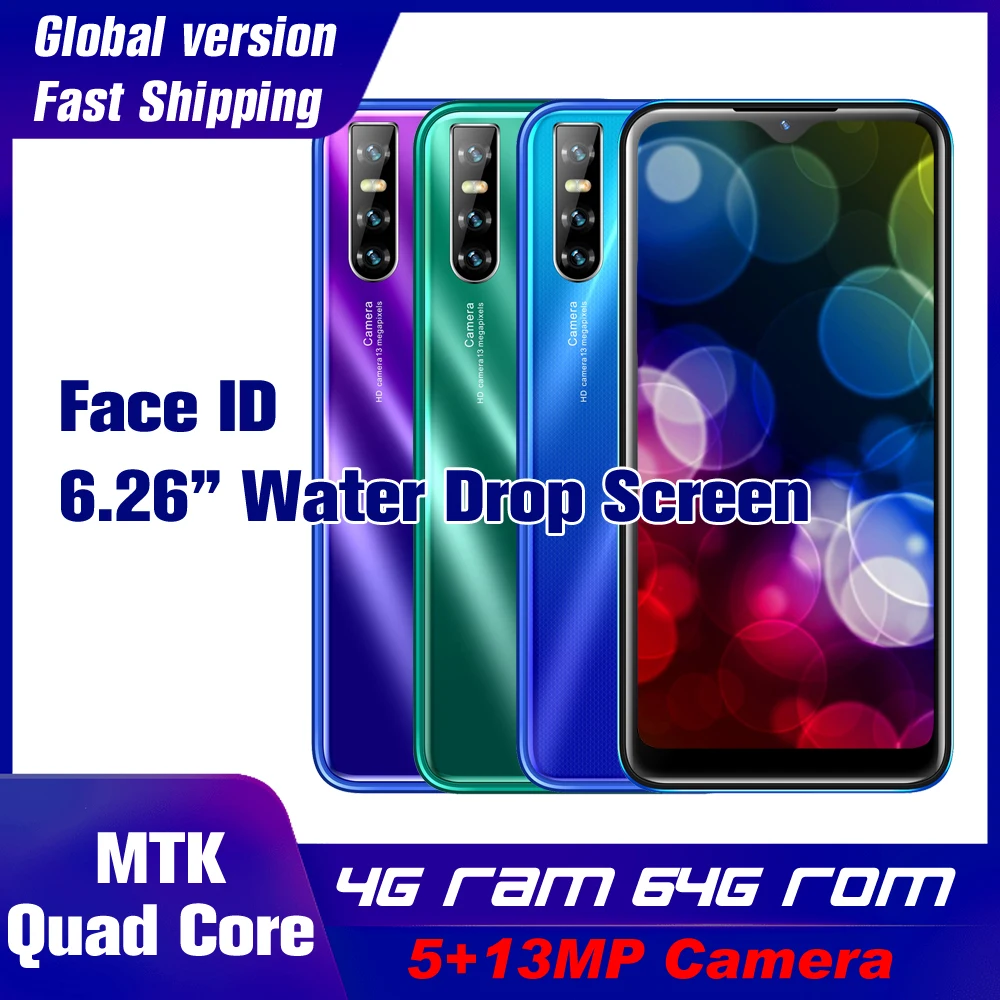 Смартфон 4T с водным экраном 6 3 дюймовый разблокированный Face ID четырехъядерный