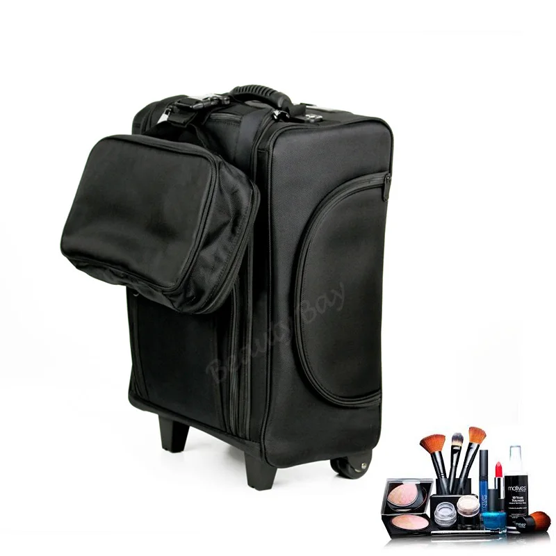 Мягкий Нейлоновый тканевый чехол на колесиках для макияжа