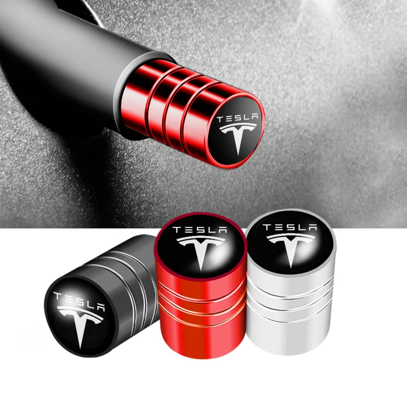 4pcs 3D Metal Car Tire Valve Caps Wheel Waterproof Dust Cover Accessories For Tesla Model 3 X S | Автомобили и мотоциклы