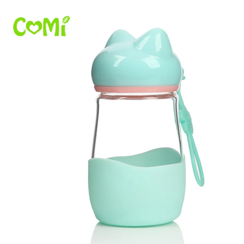 Милая картонная Высокая боросиликатная стеклянная бутылка для воды BPA бесплатно