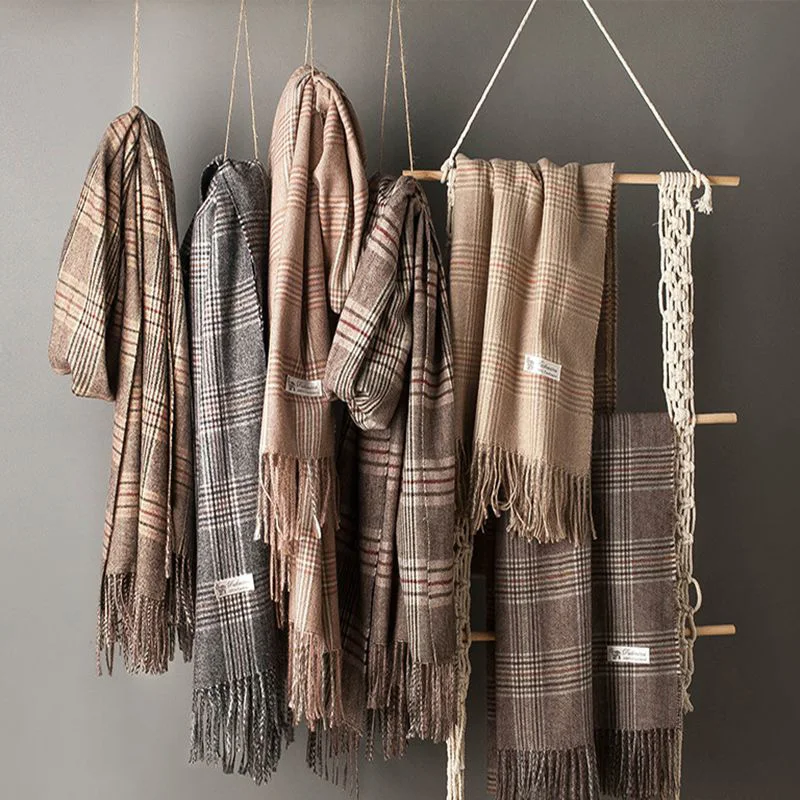 

Классический Клетчатый роскошный женский шарф зимние шали из пашмины Кашемировые палантины длинный палантин теплый палантин мужской шарф ...