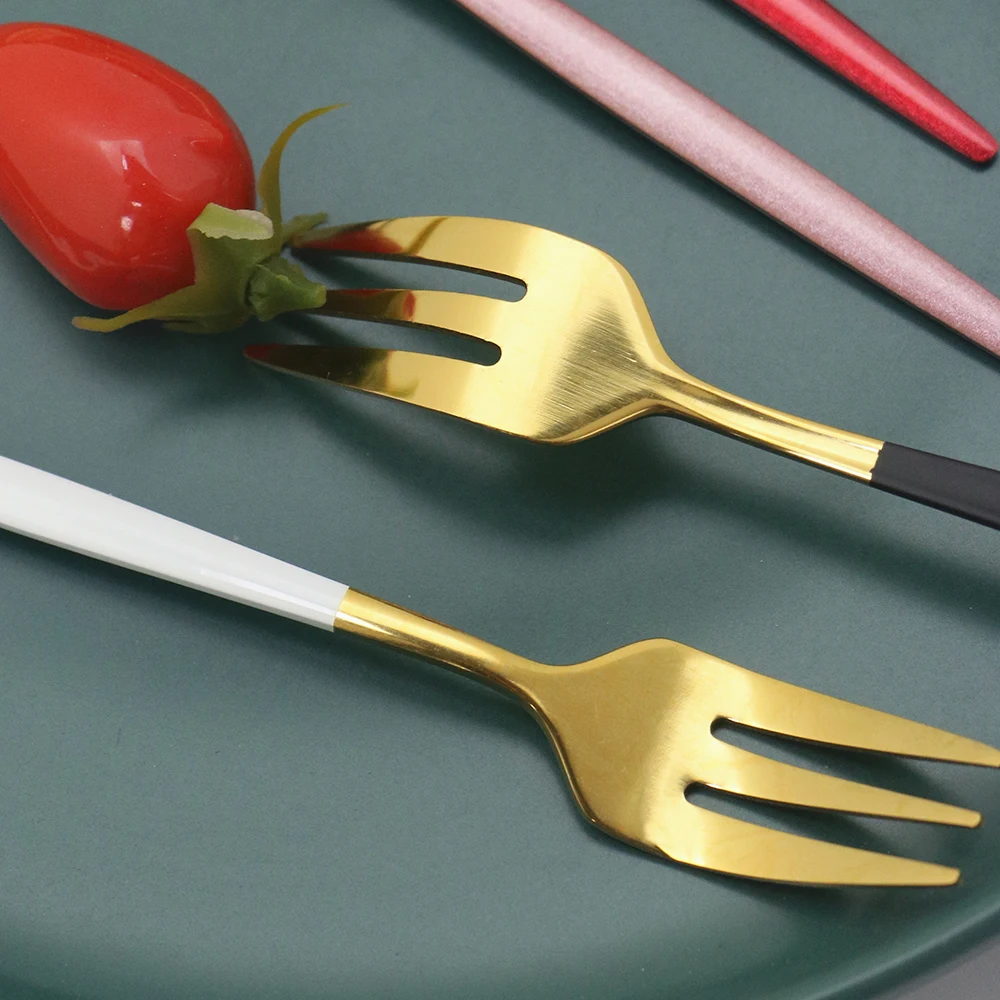 6Pcs Black Cake Fork Set Stainless Steel Tableware For Fruit Salad Colourful Flatware Cutlery Party Restaurant Supplies | Дом и сад