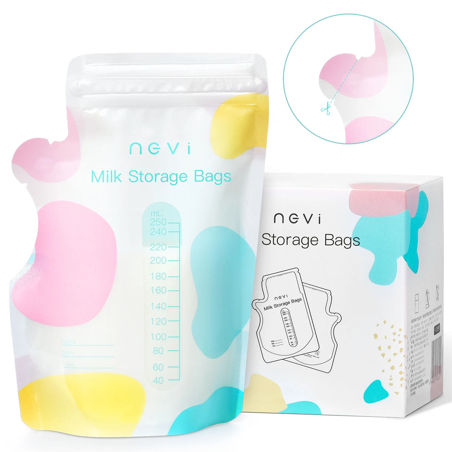 

NCVI Breastmilk Storage Bags Easy Pour Spout 60 Count - BPA Free, 9oz Double Zipper Seal BagsPre-Sterilized for Pumping Freezing
