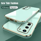 Новый квадратный глянцевый чехол для телефона Huawei P40 P30 P20 Lite Nova 3 3i 5T Y9S Mate 40 30 20 Pro, мягкий чехол карамельного цвета из ТПУ