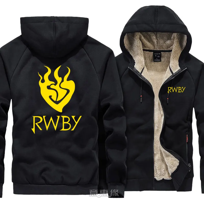 RWBY Толстовка Рубиновая роза Косплей для мужчин теплое пальто куртка зимняя Толстая на молнии толстовка с капюшоном
