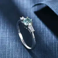 Green Glamour Moissanite Engagement Ring 2