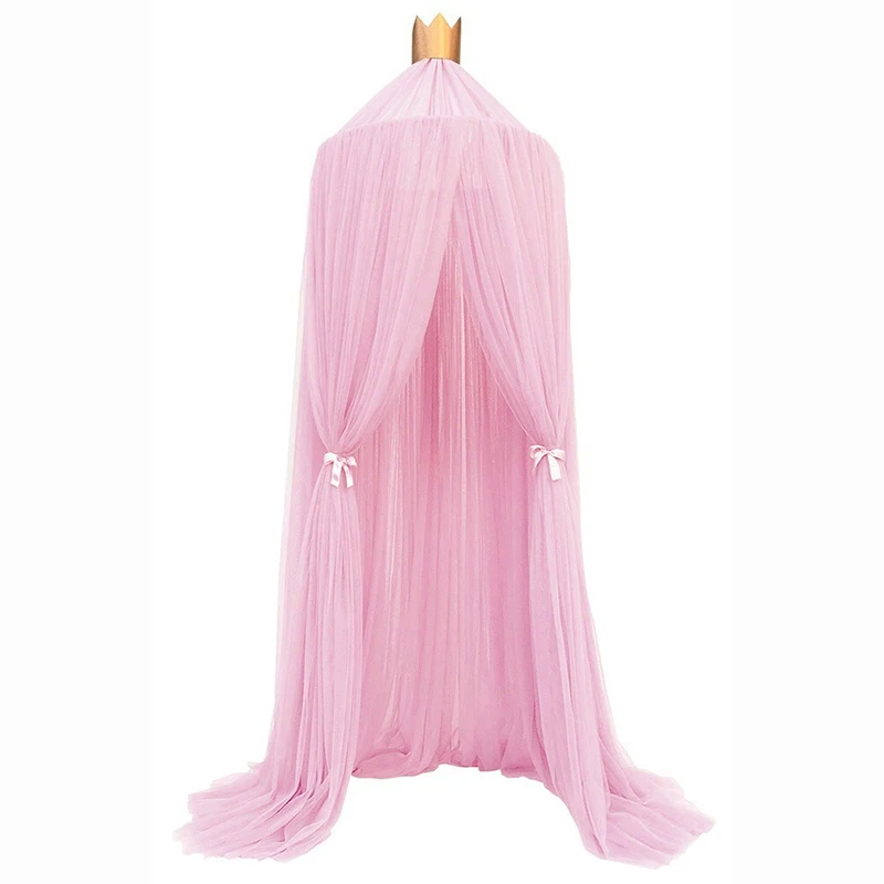 fuchsia Детские игровые палатки для дома принцессы, розовый навес для кровати, занавеска для детской кроватки, круглая подвесная купольная москитная сетка, палатка вигвама для детей - Цвет: fuchsia