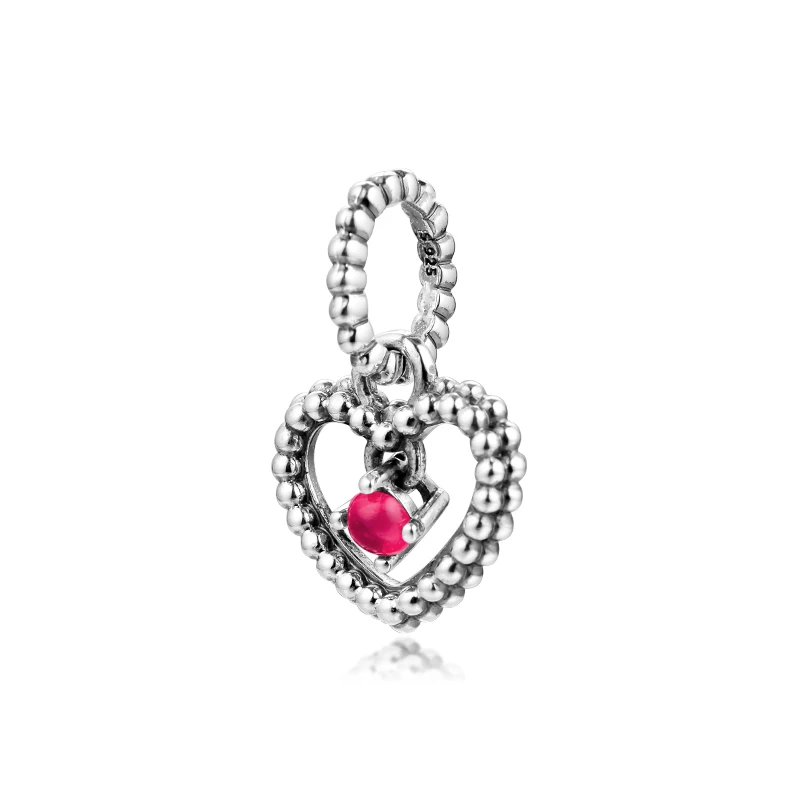 

Dark Red Beaded Heart Beads fits For Bracelets Necklaces 100% 925 Sterling-Silver-Jewelry Charms Free Shipping