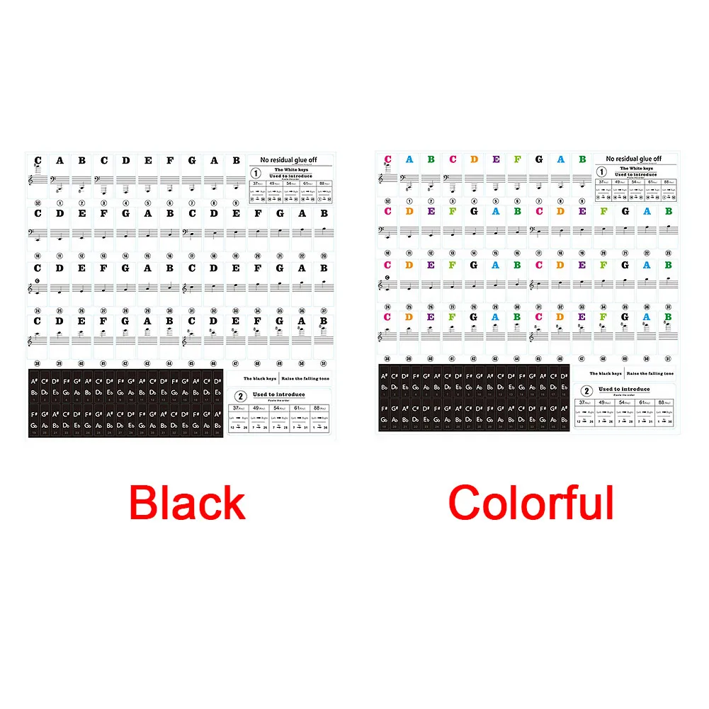 

Transparent detachable music decal notes piano keyboard stickers 54/61 or 88-key electronic piano piano spectrum sticker symbol