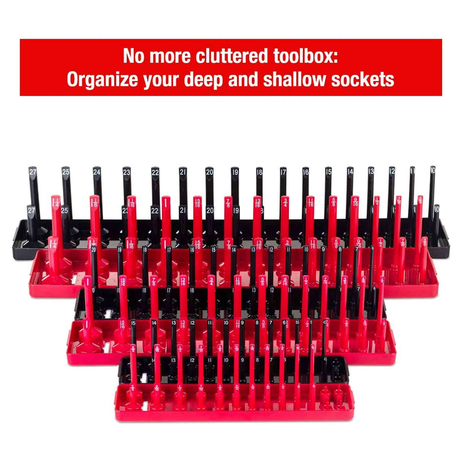 

6PCS Socket Storage Tray Suit 1/4in, 3/8in, 1/2in Drive Deep And Shadow Socket Mounts Applicable For Tool Case