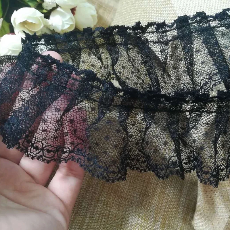 

1Yards High Quality Tulle 5cm Guipure Dot Lace Trim Black White Lace Fabric Collar Applique Ribbon Sewing Crafts Materials LW11