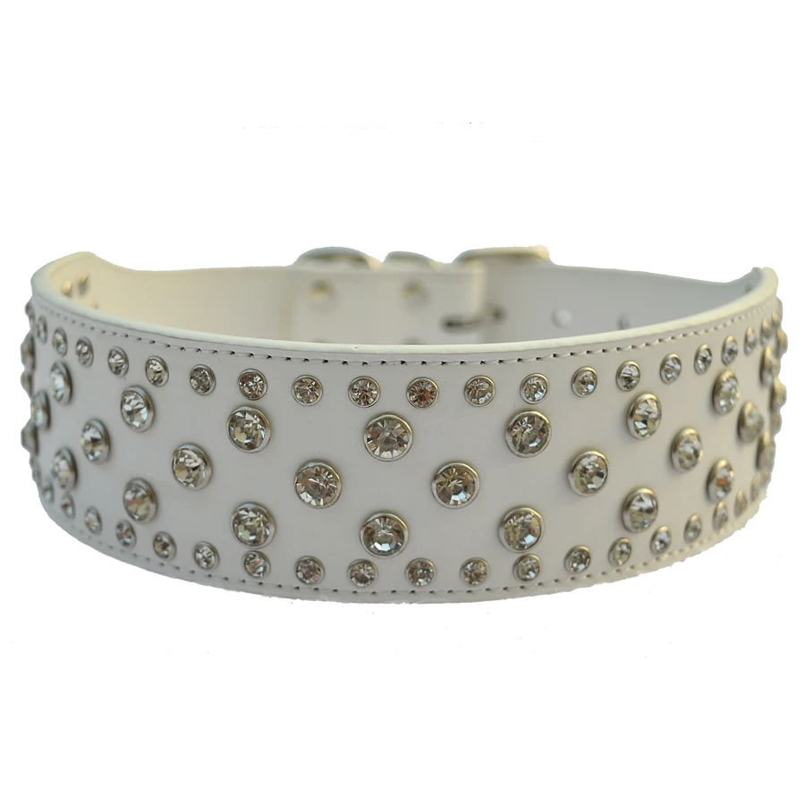 Горный хрусталь Ошейник 2 дюймов широкий кожаный ошейник для больших собак