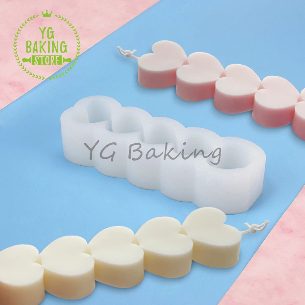 Dorica Новое поступление 5 любовь сердце дизайн форма для свечи силиконовая сделай