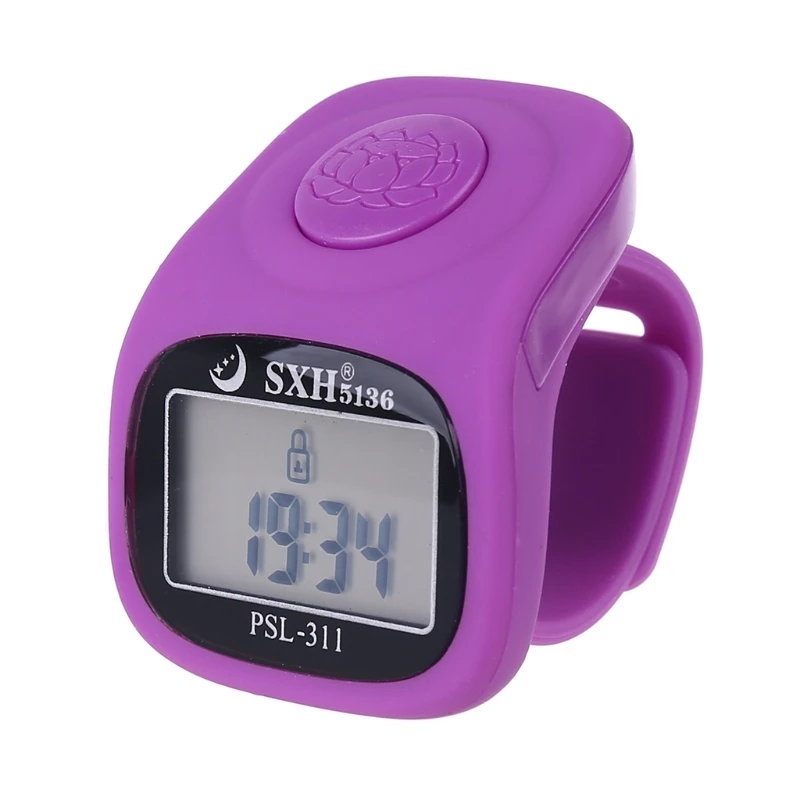 

6 Digital Finger Tally Counter 8 Channels w Backlight Time Prayer Silicone Ring