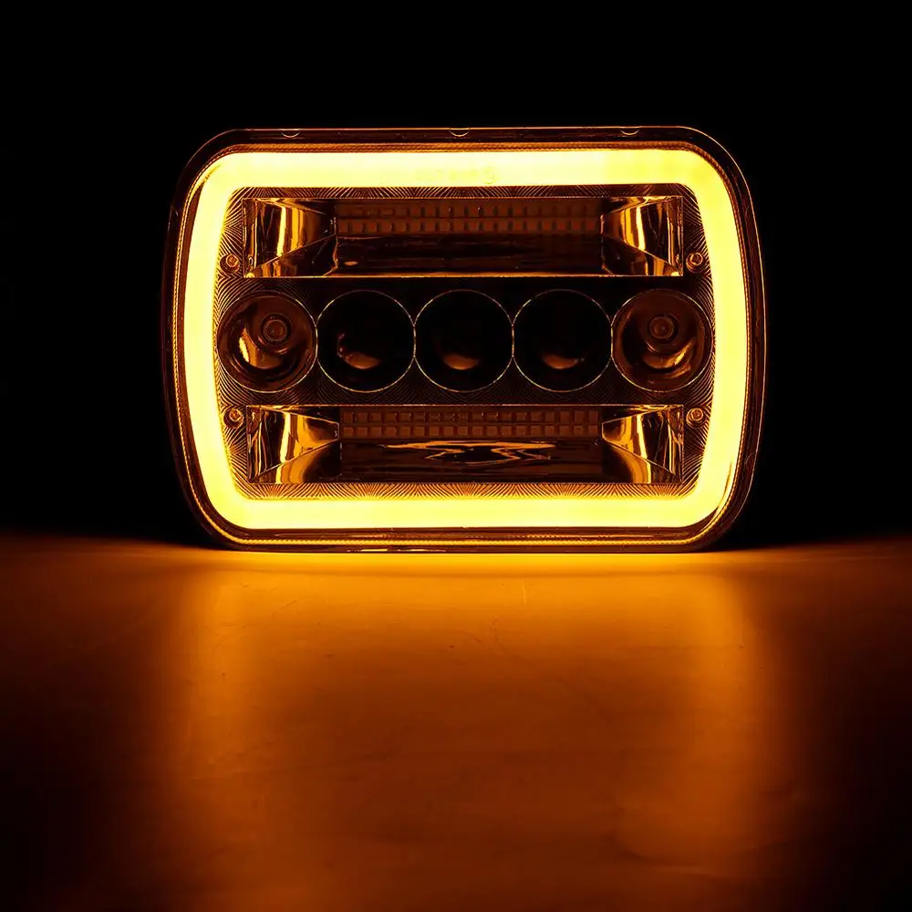 

7x6" inch Car LED Headlights 500W 50000LM Square Led Headlamp with DRL Retangular Beam with Jeep Wrangler