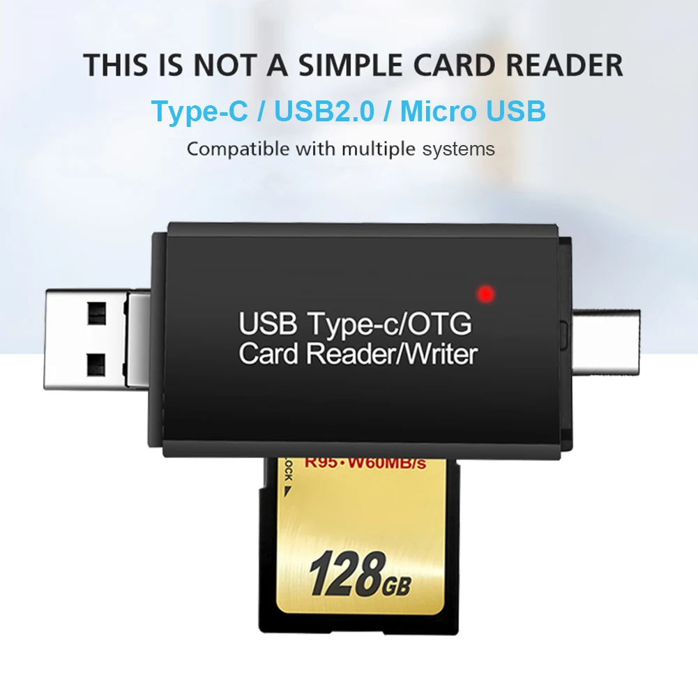 

New 3 in 1 Type-C USB Micro OTG Adapter PC Phone SD/TF Card Reader Flash Drive for Computer Phone Tablets for Samsung Huawei