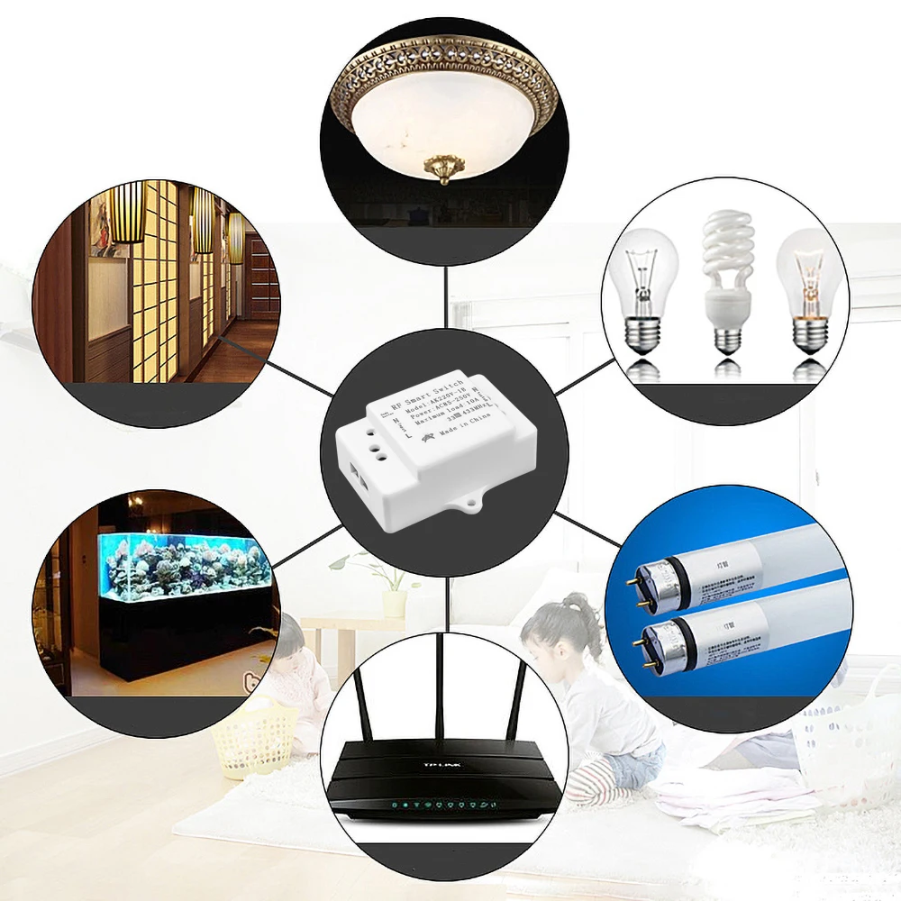 kebidu 220V Lamp Wireless Remote Control Switch ON/OFF 433 MHz 110V Receiver Transmitter For Led Lights Bulb DIY | Электроника