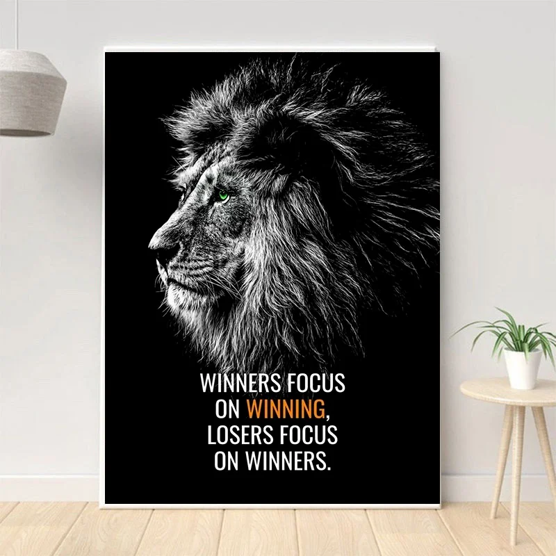 

Lion Animal Canvas Poster Motivational Quotes Wall Art Print Painting Nordic Style Decorative Picture Modern Home Room Decor