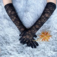 cool lace gloves summer ladies fashion mid length stretch lace riding sunscreen sexy low lady stage performance lace gloves