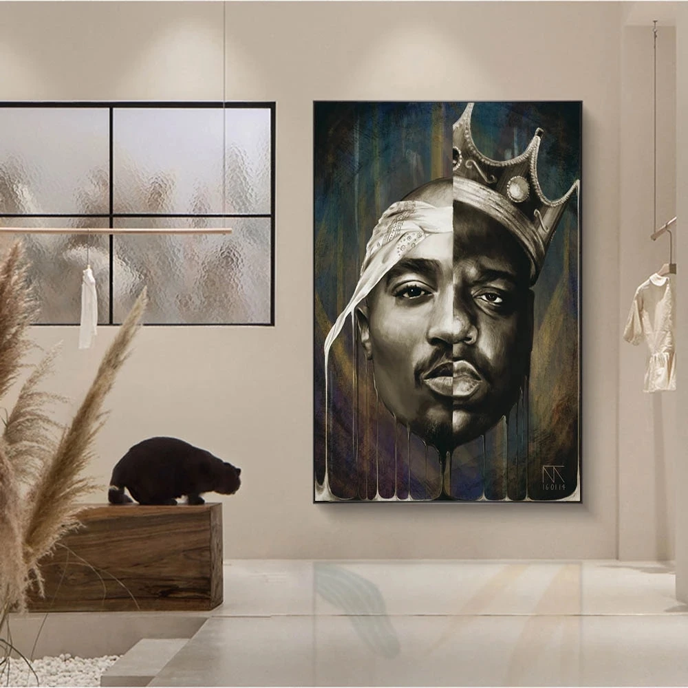 

Portrait Of 2PAC Tupac And Biggie Wall Art Posters And Prints Abstract Rapper of 2PAC Canvas Paintings Art Pictures Home Decor