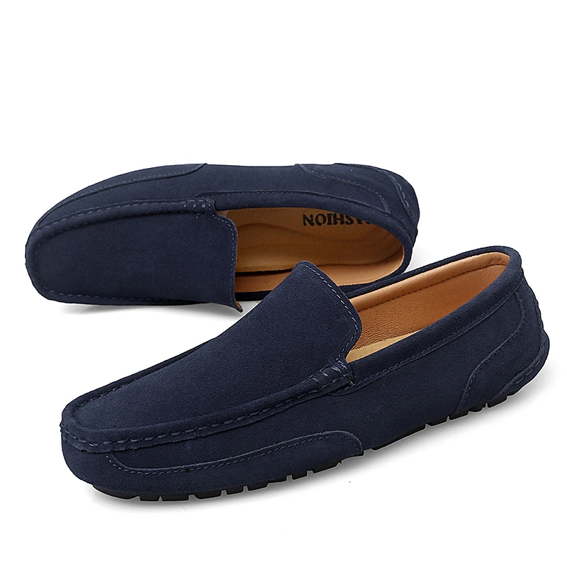 Мокасины мужские из коровьей замши и шерсти роскошные брендовые Дизайнерские