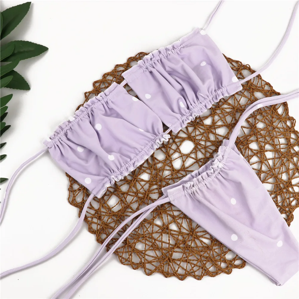 Женский бандо бандажный комплект бикини пуш ап бразильский купальник пляжная