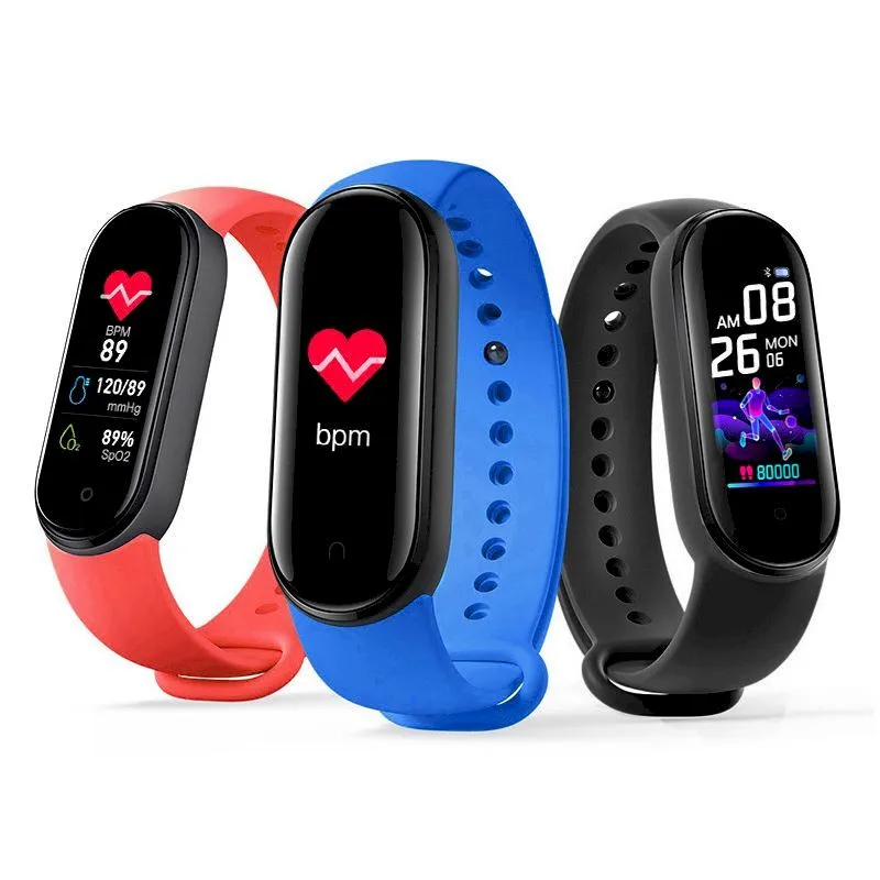

M5 Color Screen Smart Bracelet Sports Pedometer Heart Rate Blood Pressure Information Reminder Multifunctional Sports Bracelet