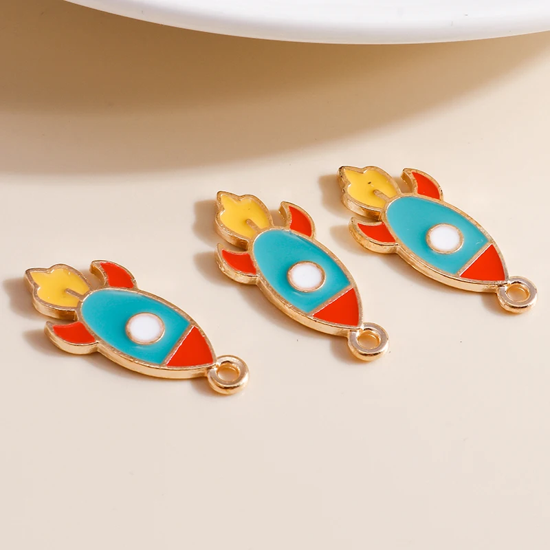 10pcs 11*25mm Cartoon Aviation Rocket Charms for Jewelry Making Enamel DIY Earrings Pendants Bracelets Accessories - купить по