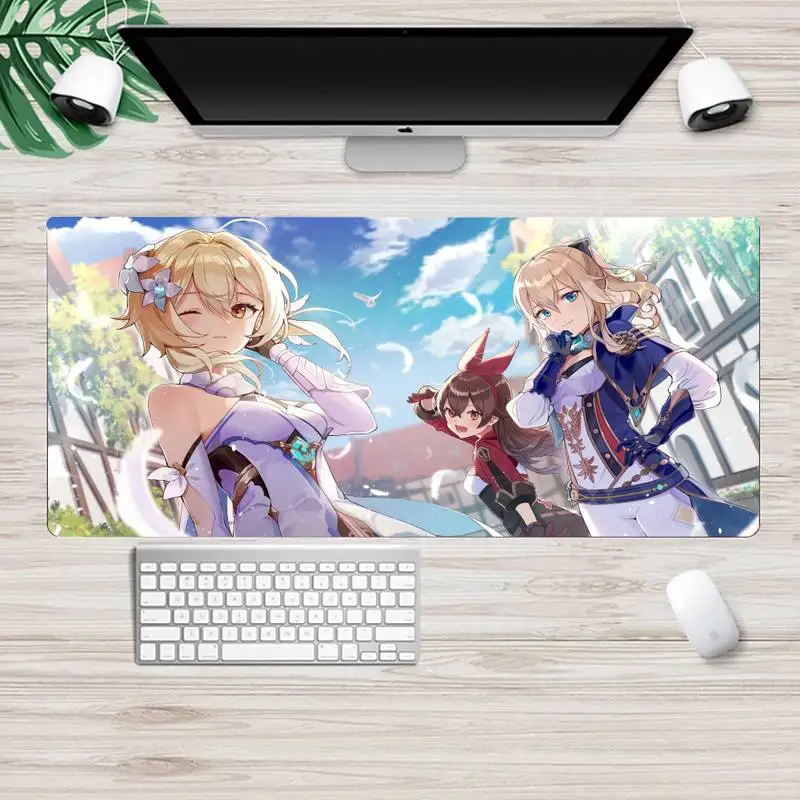 

Barbara and Jean Venti Genshin Impact Gaming mousepad Desk Mat Animation XL Large Gamer Keyboard PC Desk Mat Takuo Mousepads