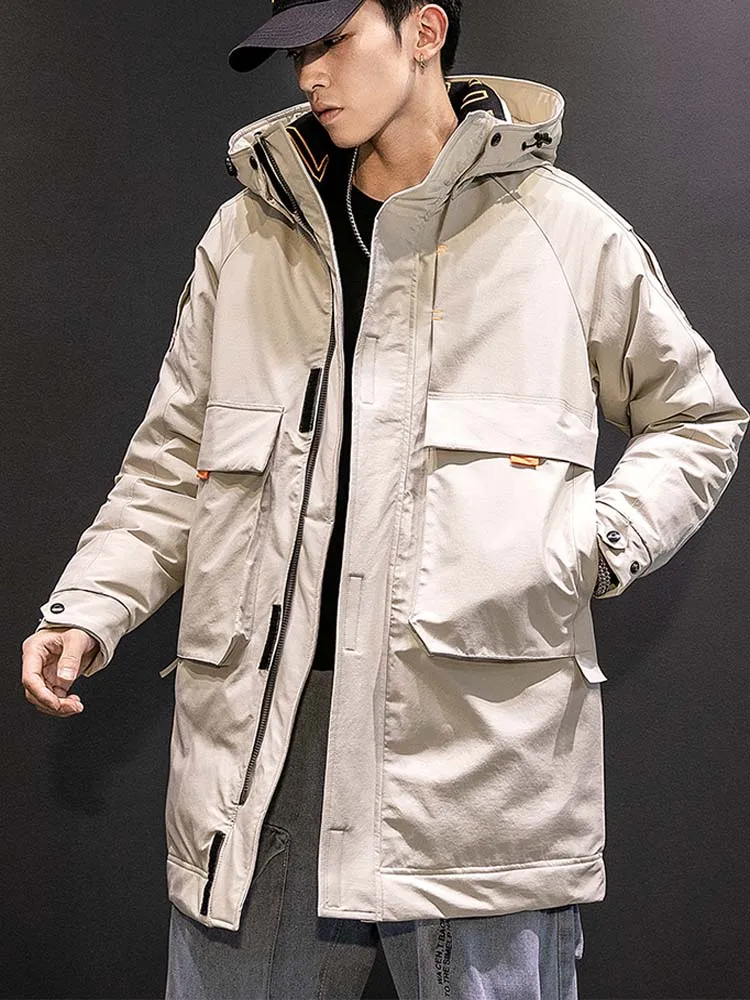 2022 Men's Duck Down Overcoat Windbreaker Jacket for Male Warm Parkas Winter Clothing with a Hood Plus Large Big Size 3XL XXXL