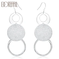 doteffil 925 sterling silver round o shaped matte earrings fashion woman charm earrings wedding jewelry
