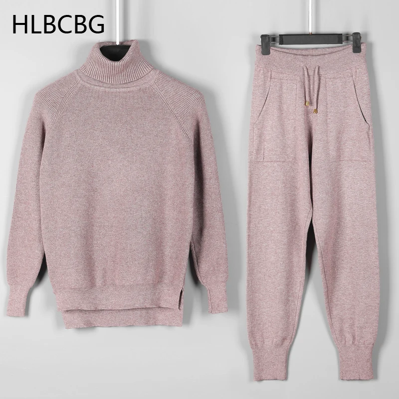 Женский Повседневный комплект из 2 предметов свитер с высоким воротником и