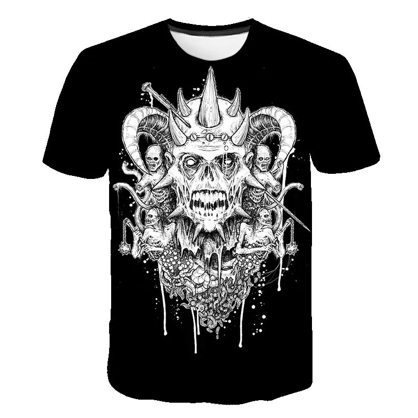 

Summer Men's Terror Skull Devil 3D Print T-Shirt Punk Rock Skeleton Pattern Short Sleeve Breathable Quick-Drying Tops & Tees 6XL