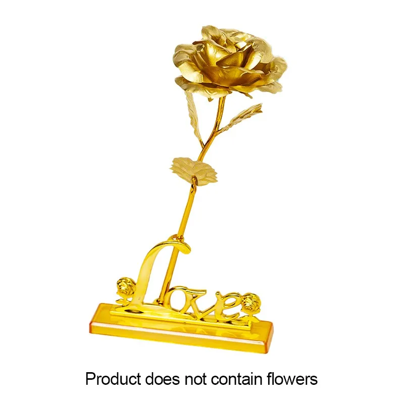 24K Gold Фольга отделка из розового романтический цветок с длинными стеблями любовь