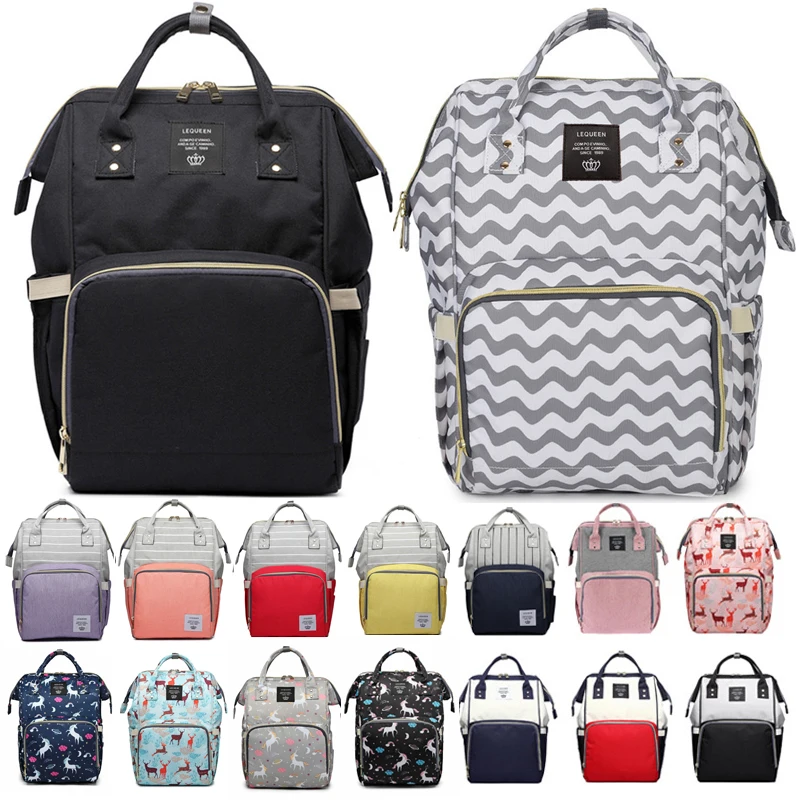 

Lequeen Fashion Baby Bag Stroller Diaper Bag Waterproof Baby Bags For Mom Backpack For Mom and Daddy diapers