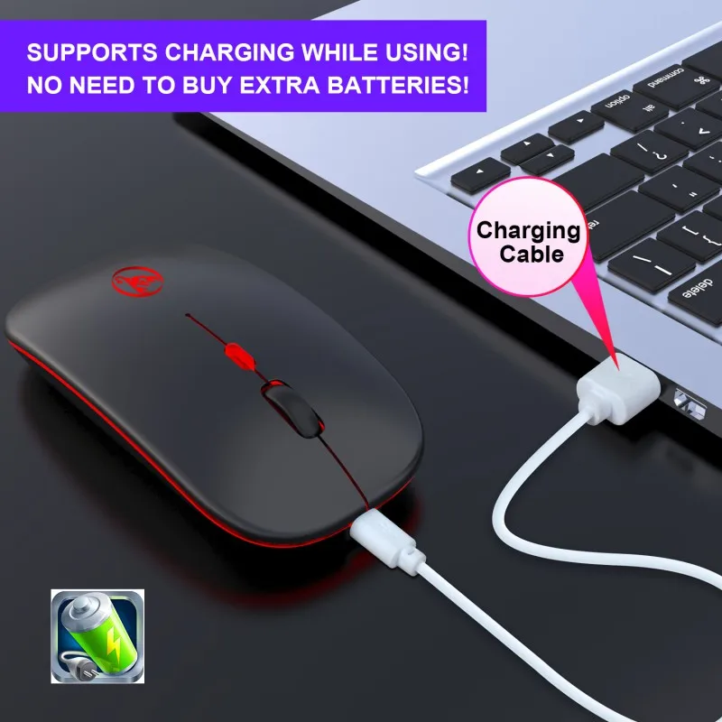 

Bluetooth-compatible 5.1 Dual Mode Rechargeable Wireless Mouse Silent 2.4G Mouse Portable Light Emitting Office Game Mute Mice