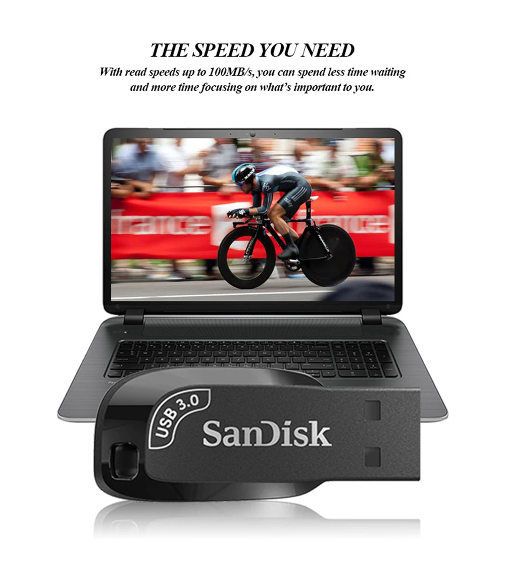 

SanDisk CZ410 USB3.0 Flash Drive 32GB 64GB 128GB 256GB Ultra Shift 100MB/s Black Memory Stick U Disk Mini Pendrive For Computer
