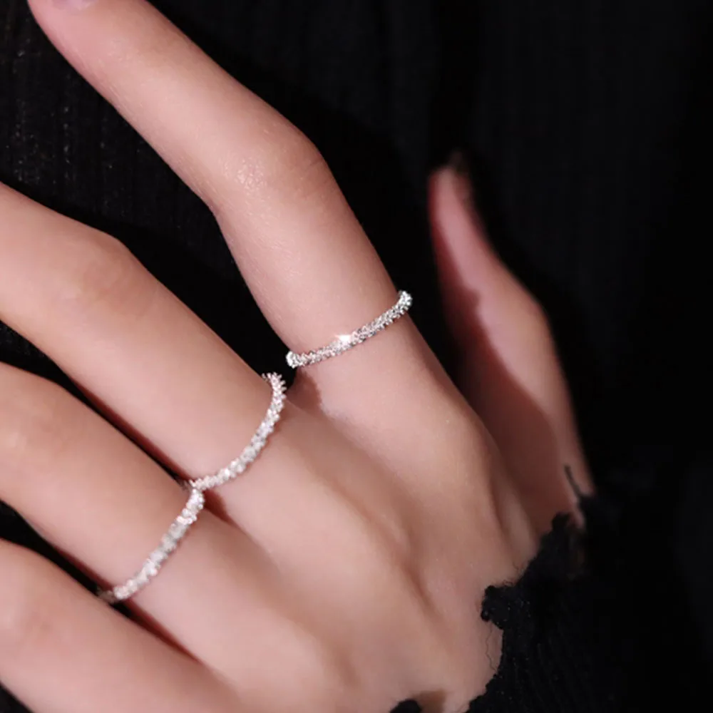 

New Arrived Sparkling Ring Simple Style Versatile Decorative Compact Index Finger Ring Women Fashion Jewelry Multi-purpose