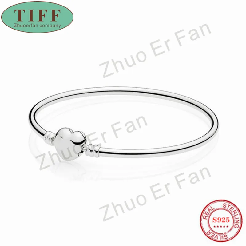 TIF pan 925 пробы серебряный браслет. Розовое золото сердце Застежка Шарм оригинальные ювелирные изделия Роскошные модные женские подарок