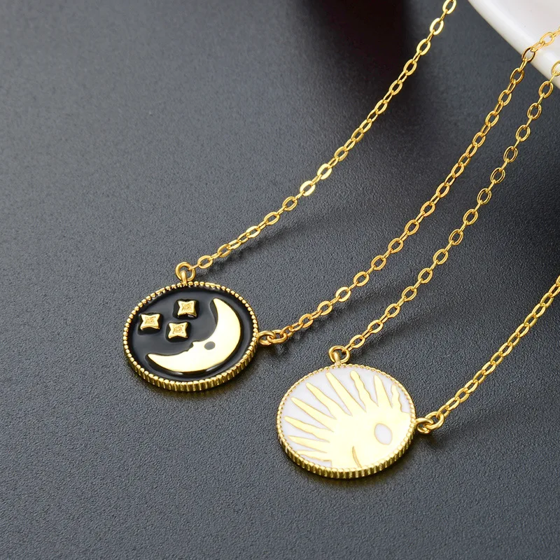 

S925 Sterling Silver Creative Sun Shape Pendant Accessories Star Moon Pendant Necklace Clavicle Chain Silver Jewelry