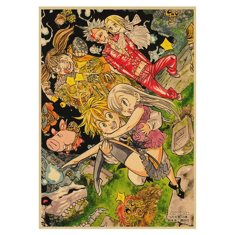 Постеры в стиле ретро с японским аниме Семь смертных грехов крафт-бумага