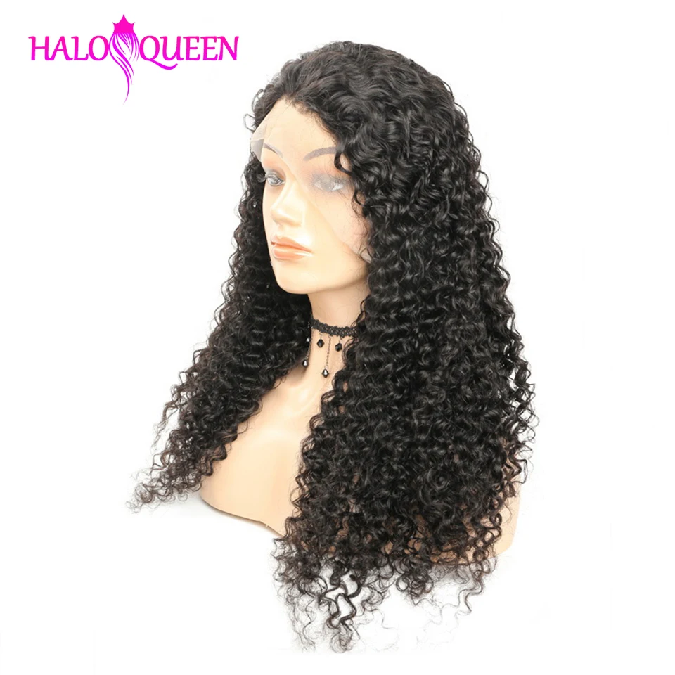 Парики HALOQUEEN парик с фронтальным кружевом кудрявые индийские человеческие