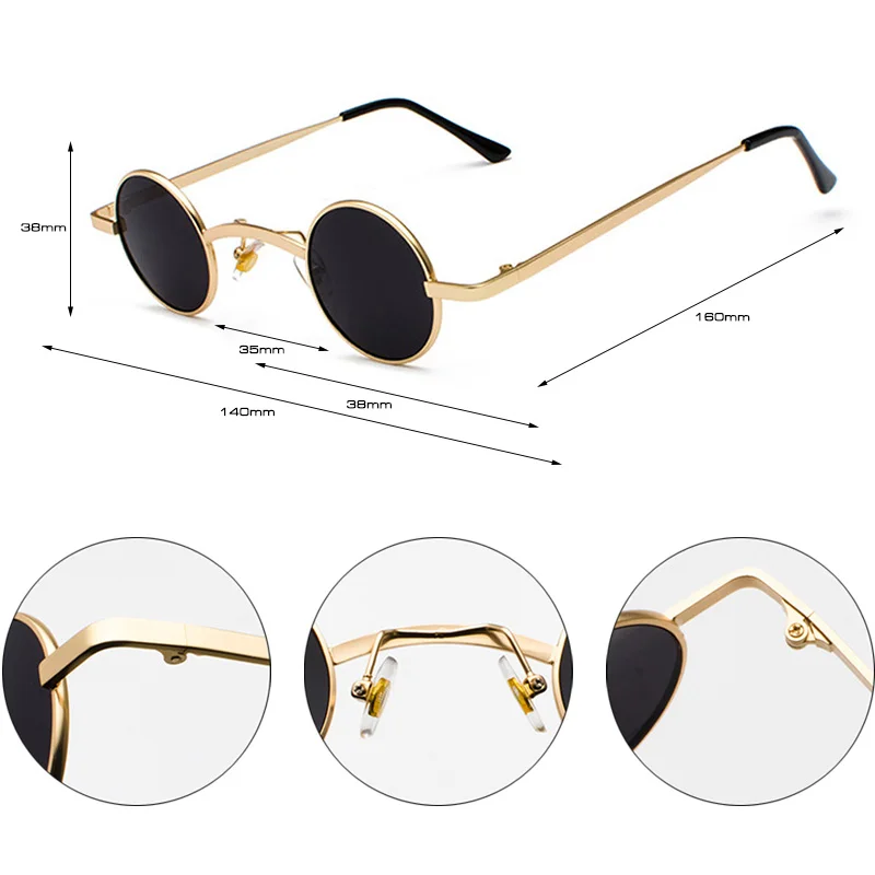 SHAUNA Retro Rock Punk Sunglasses Classic Small Round Clear Red UV400 Sun Glasses with Wide Bridge image 4
