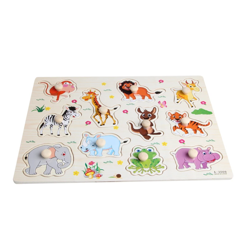 

Children Baby Wooden Attractive Early Learning Hand Puzzle Plate Toys Animal