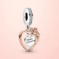 original 925 sterling silver heart rose flower dangle charm fit original pandola bracelet 2021 women fashion diy jewelry gifts