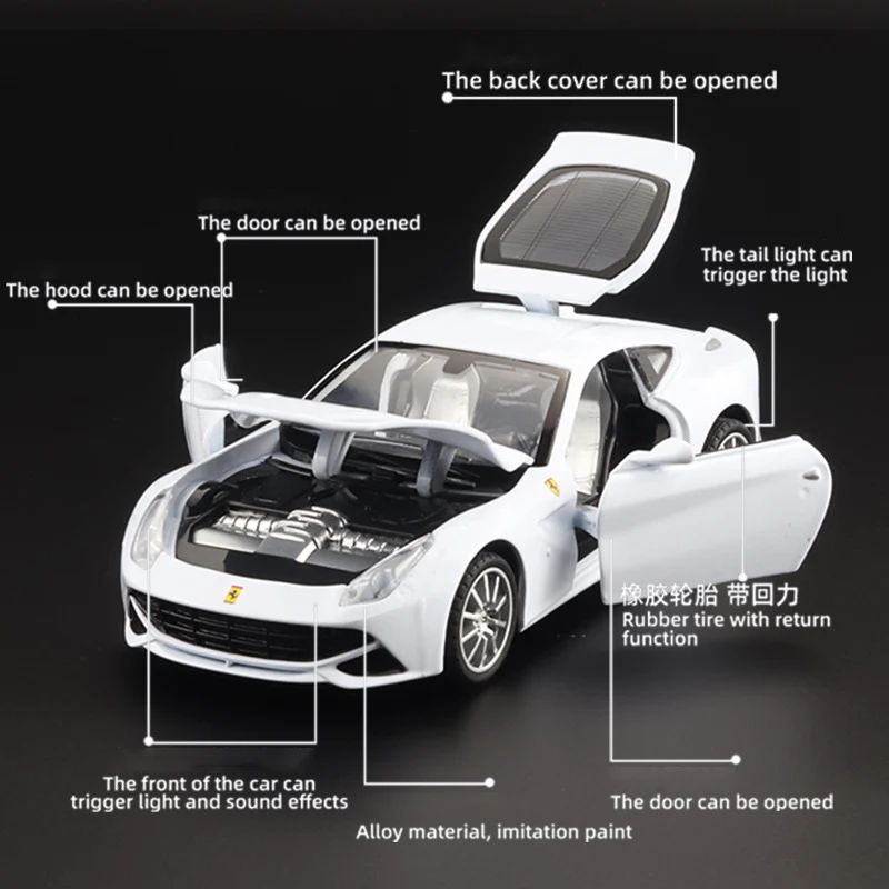 Игрушечный автомобиль из металлического сплава Ferraris F12 в масштабе 1:32 литой и