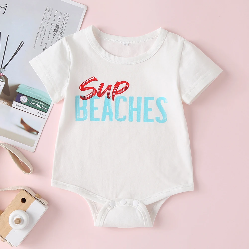 

Комбинезоны с коротким рукавом хлопковое боди для новорожденных девочек и мальчиков комбинезоны с буквенным принтом детские комбинезоны д...